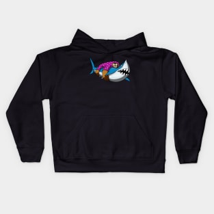 Lazy Sloth Riding Shark Kids Hoodie